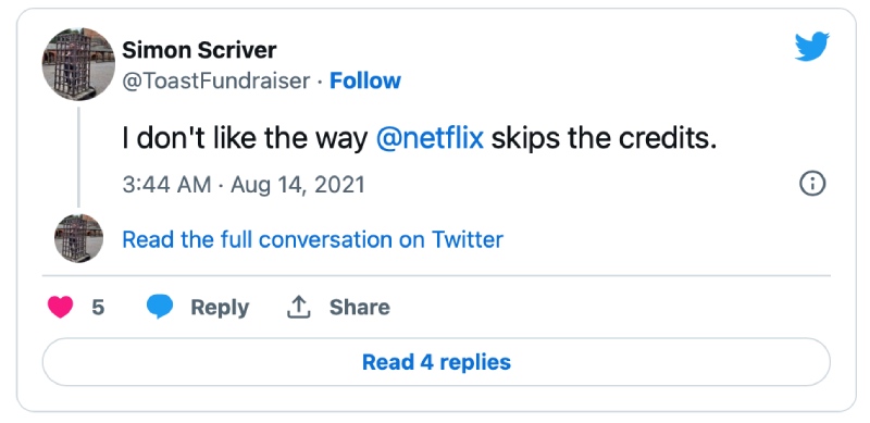 Phản ánh của một khách hàng trên Twitter về Netflix
