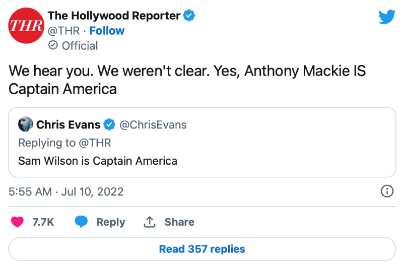Nam diễn Viên Chris Evans lên tiếng và lời xin lỗi của Hollywood Reporter