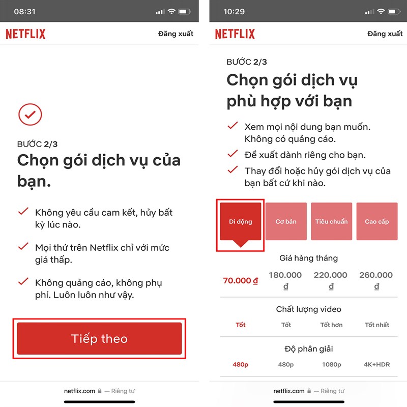 Netflix đã đáp ứng nhanh chóng bằng cách cung cấp thông tin rõ ràng và minh bạch khi chọn gói dịch vụ.